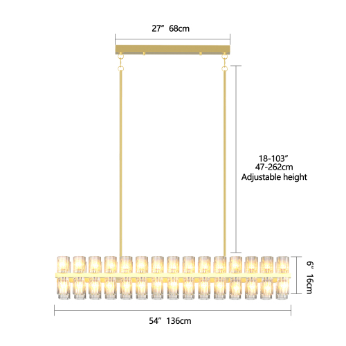 (L005030-D36-P36B/W1340P310778)36 Inches Luxury Chandeliers Crystal Living Room Decorative Lights Simple Modern Dining Room LED Lighting,for Home Decor (Bulbs Included)、、eastwooduniform