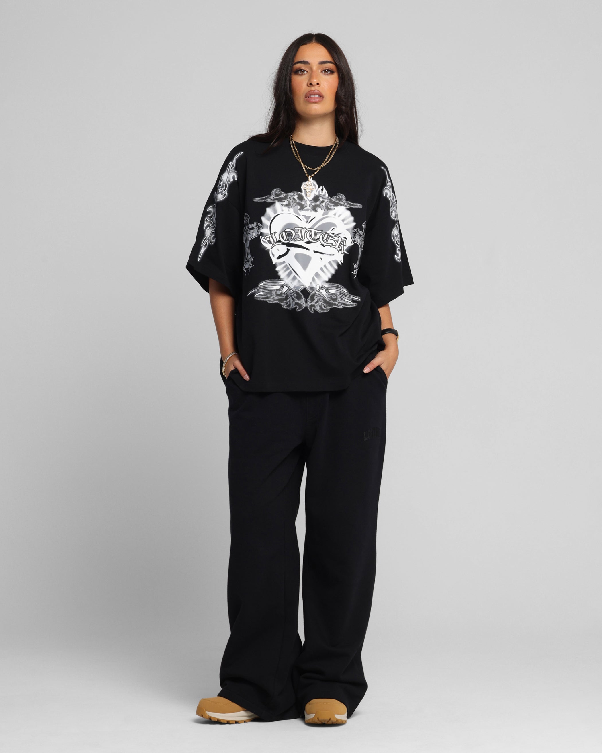 Loiter Hearts T-Shirt Black、mySite、zt4zffjzw