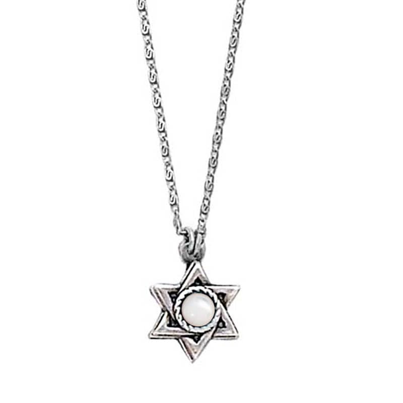 Mother of Pearl and Sterling Silver Star of David Necklace by Michal Golan、mySite、topwebapps