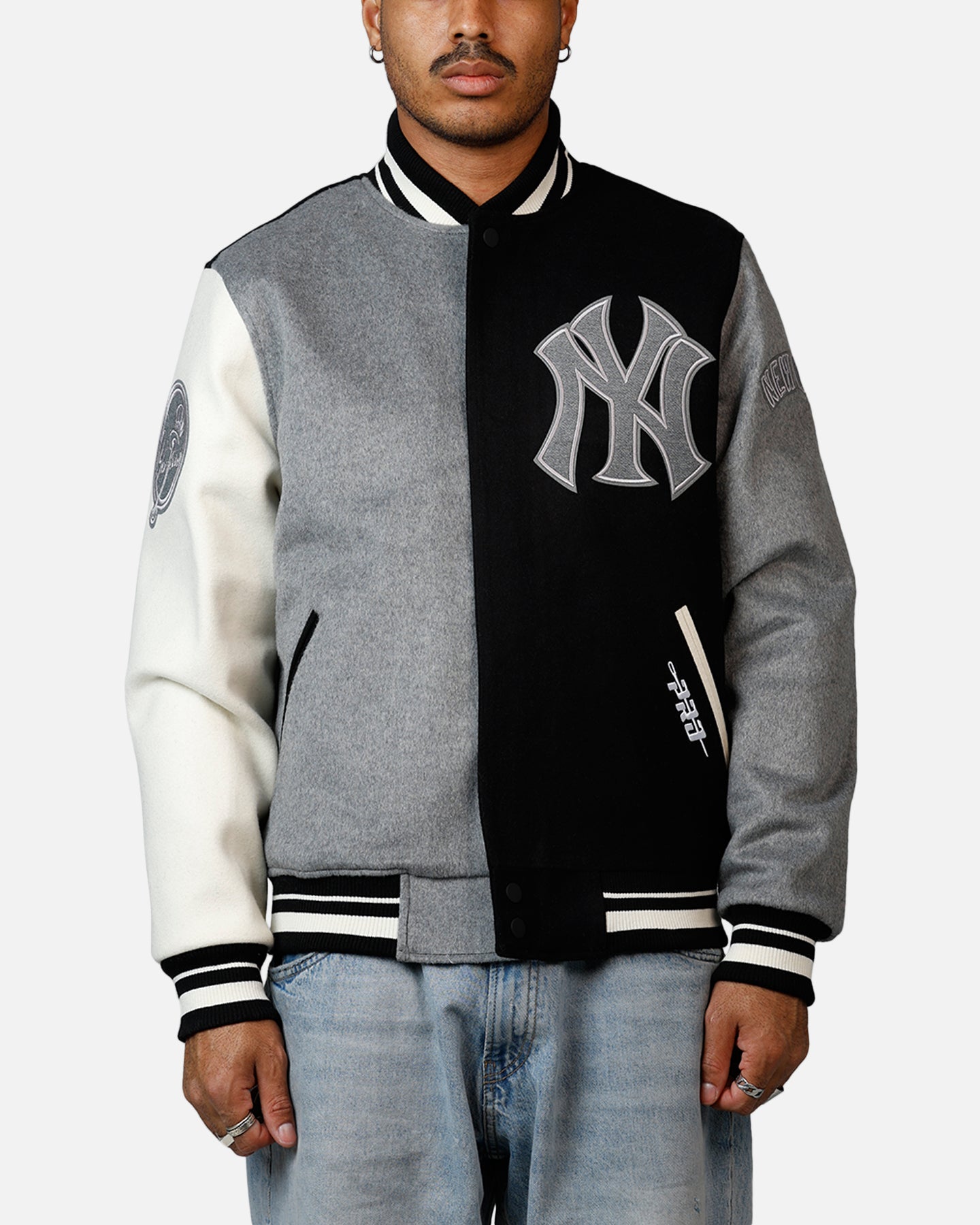 Pro Standard New York Yankees Reverse French Terry Wool Varsity Jacket Black/Grey、mySite、zt4zffjzw