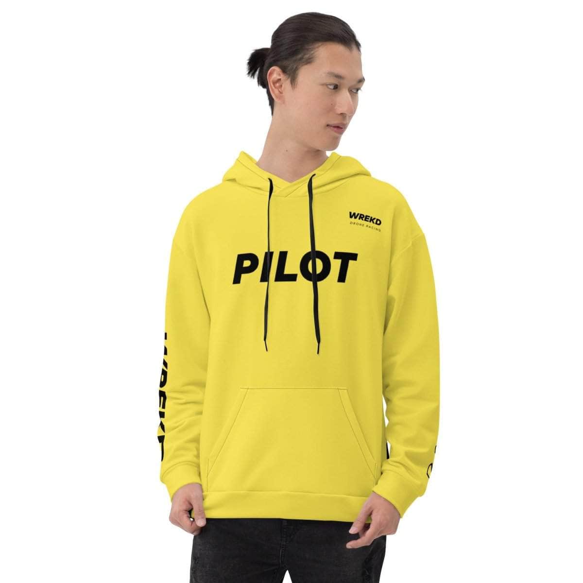  WREKD Drone Racing Unisex Hoodie - Yellow、mySite、merchandisen