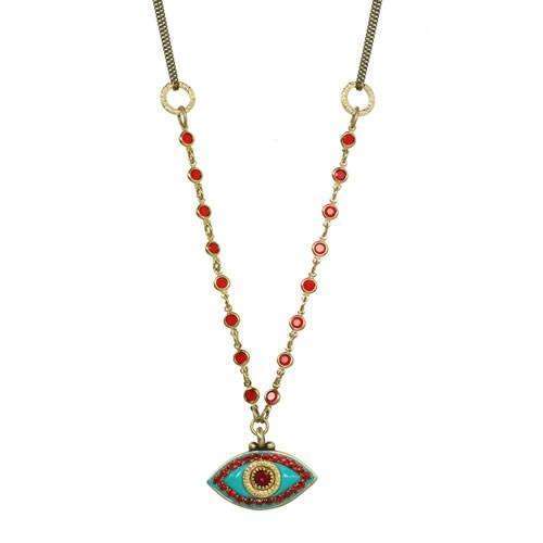 Michal Golan Red and Turquoise Evil Eye Beaded Necklace、mySite、topwebapps