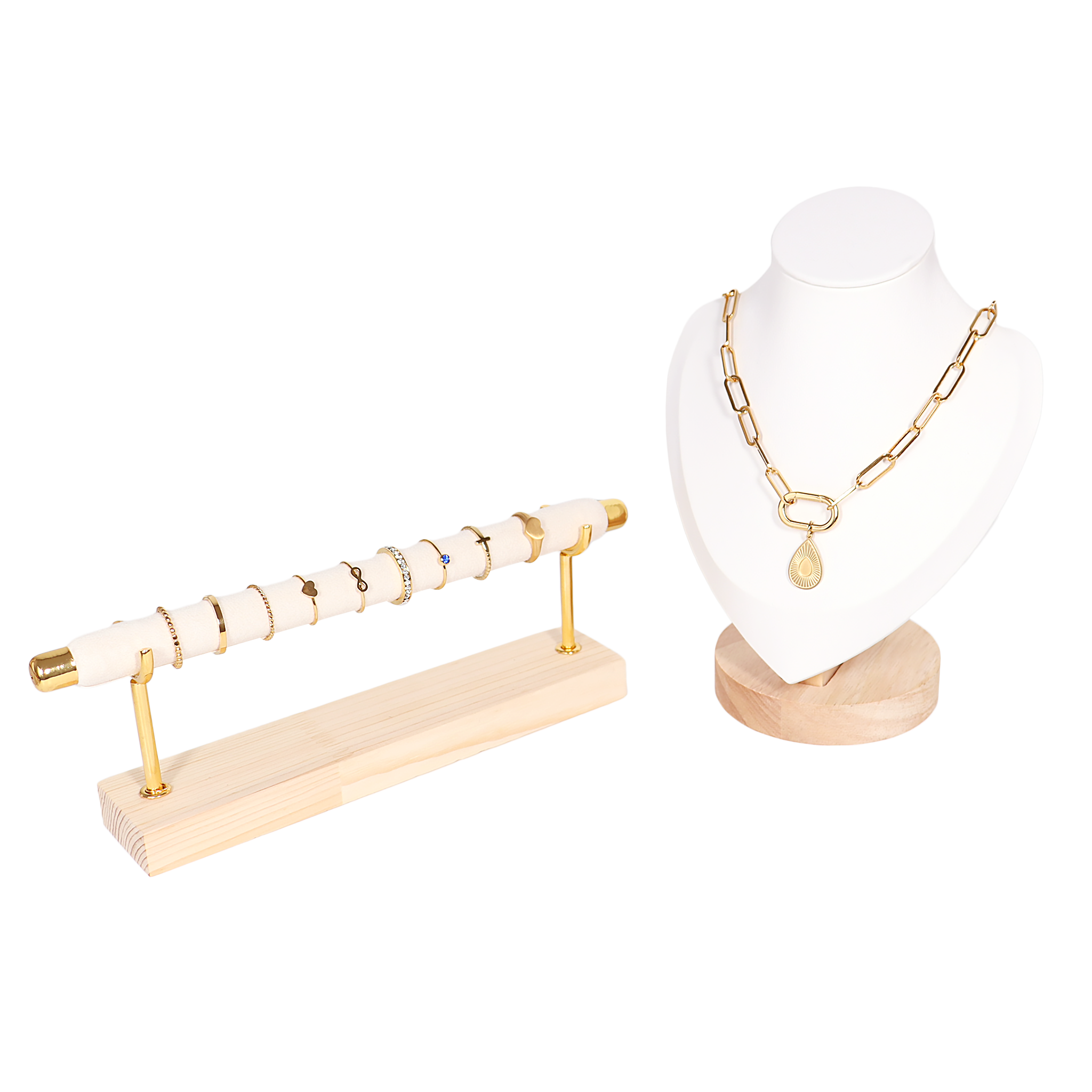 Natural Wood & Leather Necklace Display / DSP0018、mySite、dreamappss