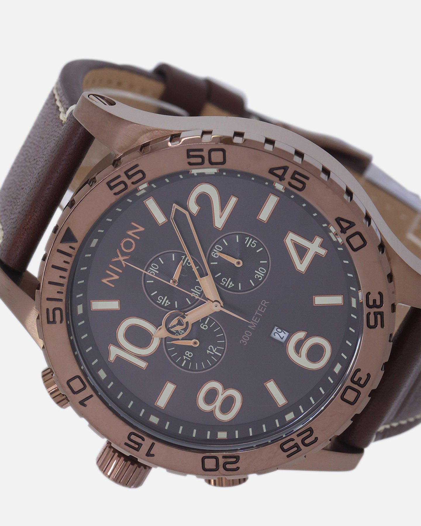 Nixon 51-30 Chrono Leather Watch Chocolate/Dark Roast Brown、mySite、zt4zffjzw