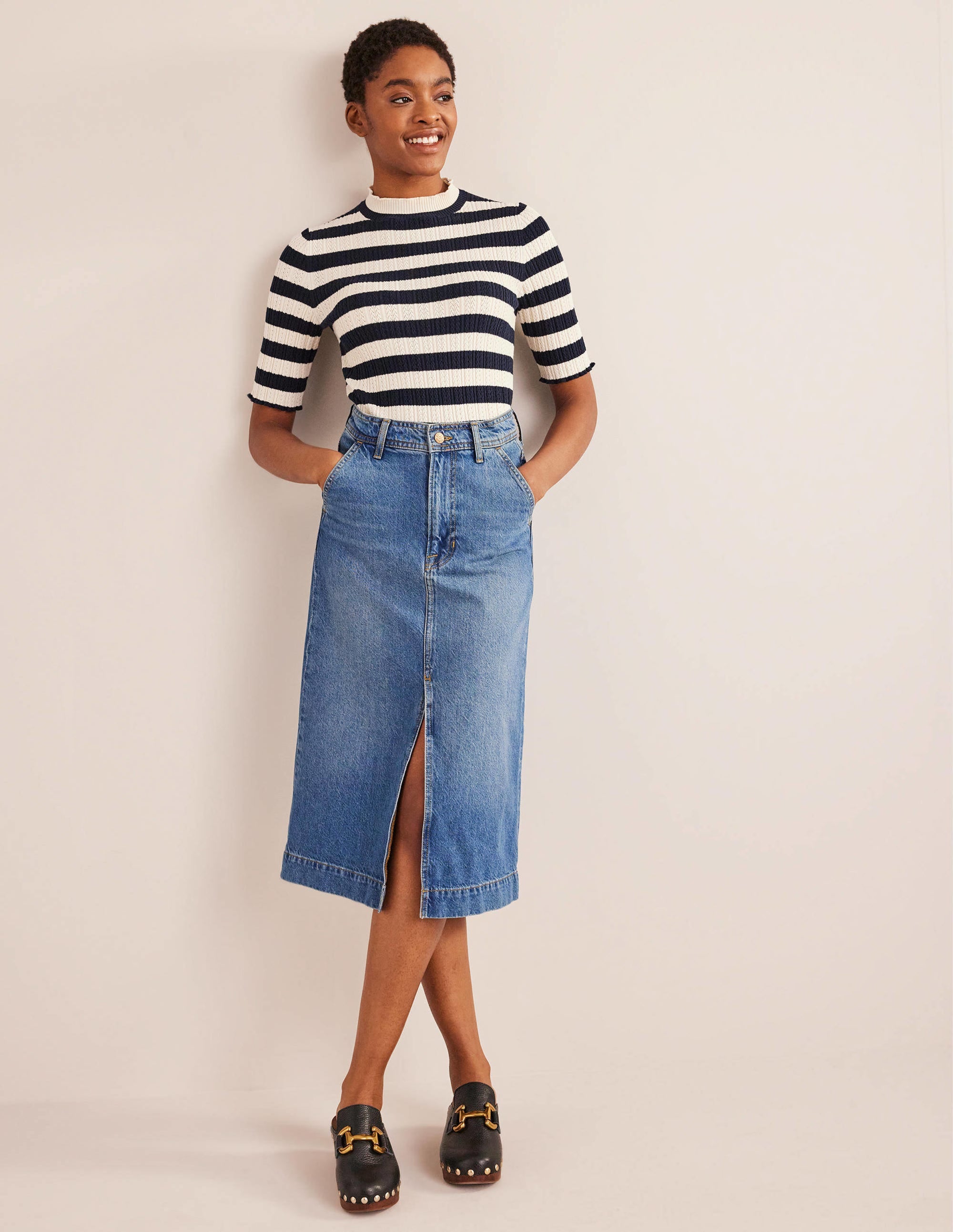  Straight Denim Midi Skirt-Groove Wash、mySite、ashleygrahame
