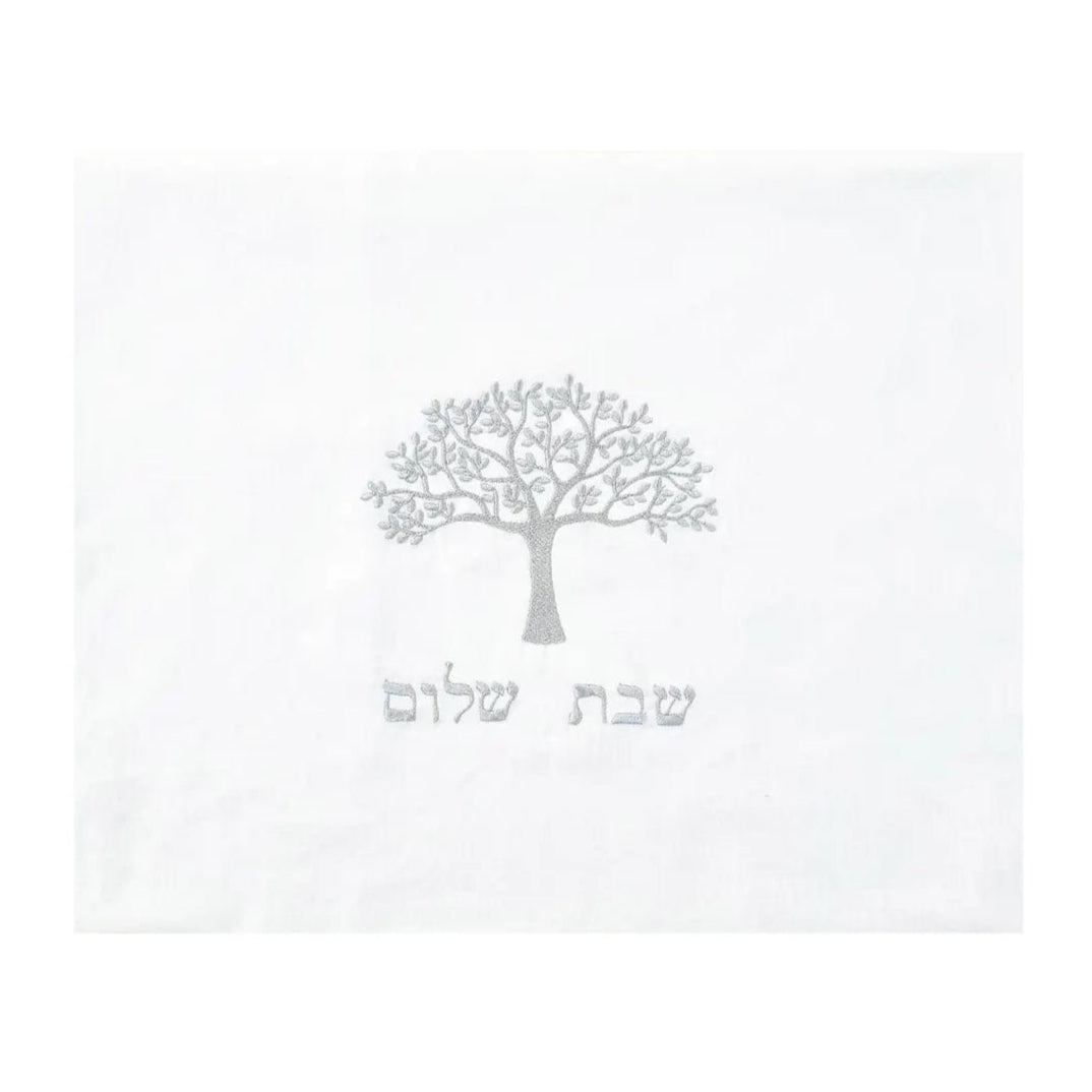 Tree of Life Linen Challah Cover with Silver Embroidery、mySite、topwebapps