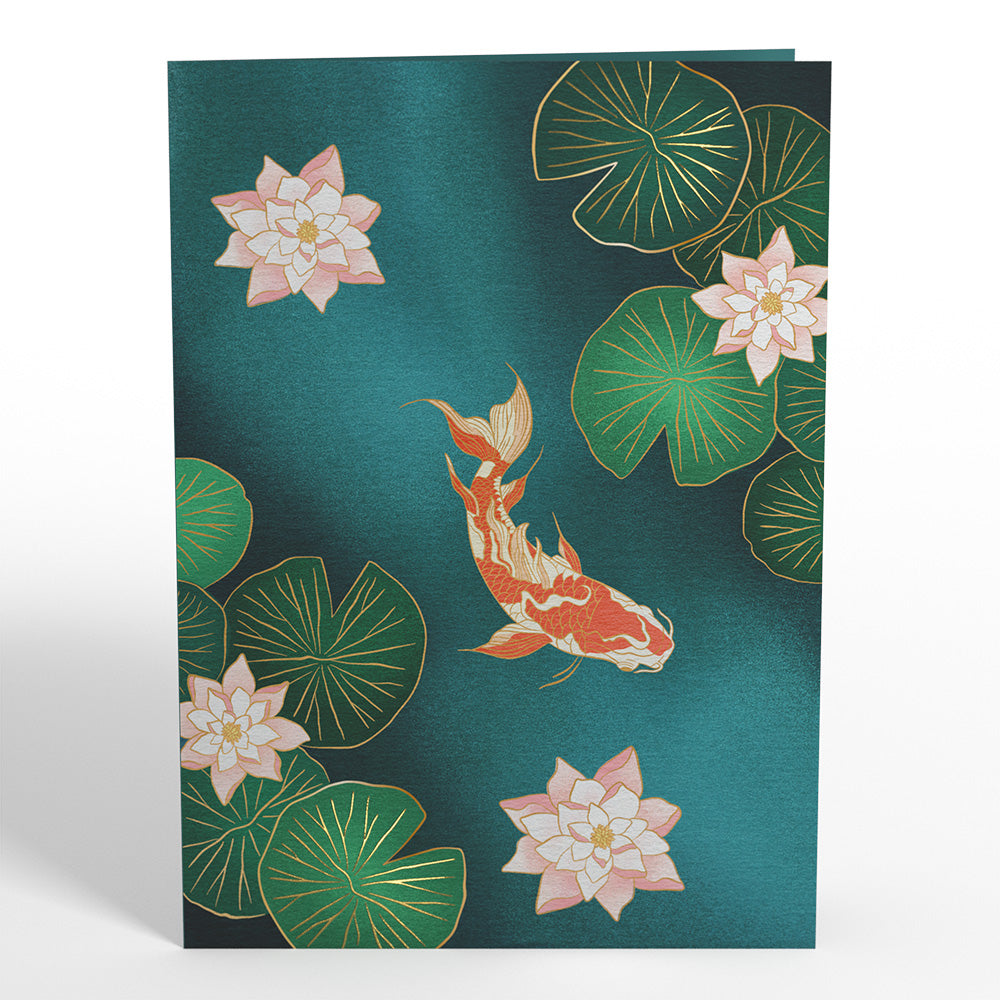 Koi Fish and Lotus Pond Pop-Up Card、mySite、solidvoid
