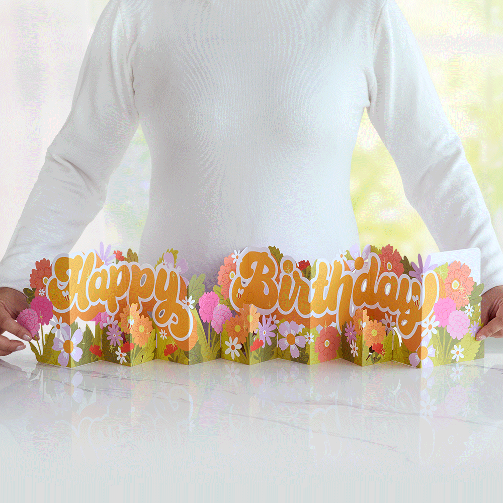 Groovy Florals Birthday Loooooong Card™ (Expands to 2 feet)、mySite、solidvoid