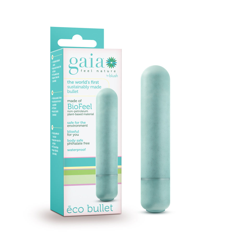 Gaia® By Blush | Eco Bullet: Plant-Based 4 Smooth Waterproof Bullet Vibrator in Aqua - Made from Sustainable BioFeel™、mySite、bottomscart