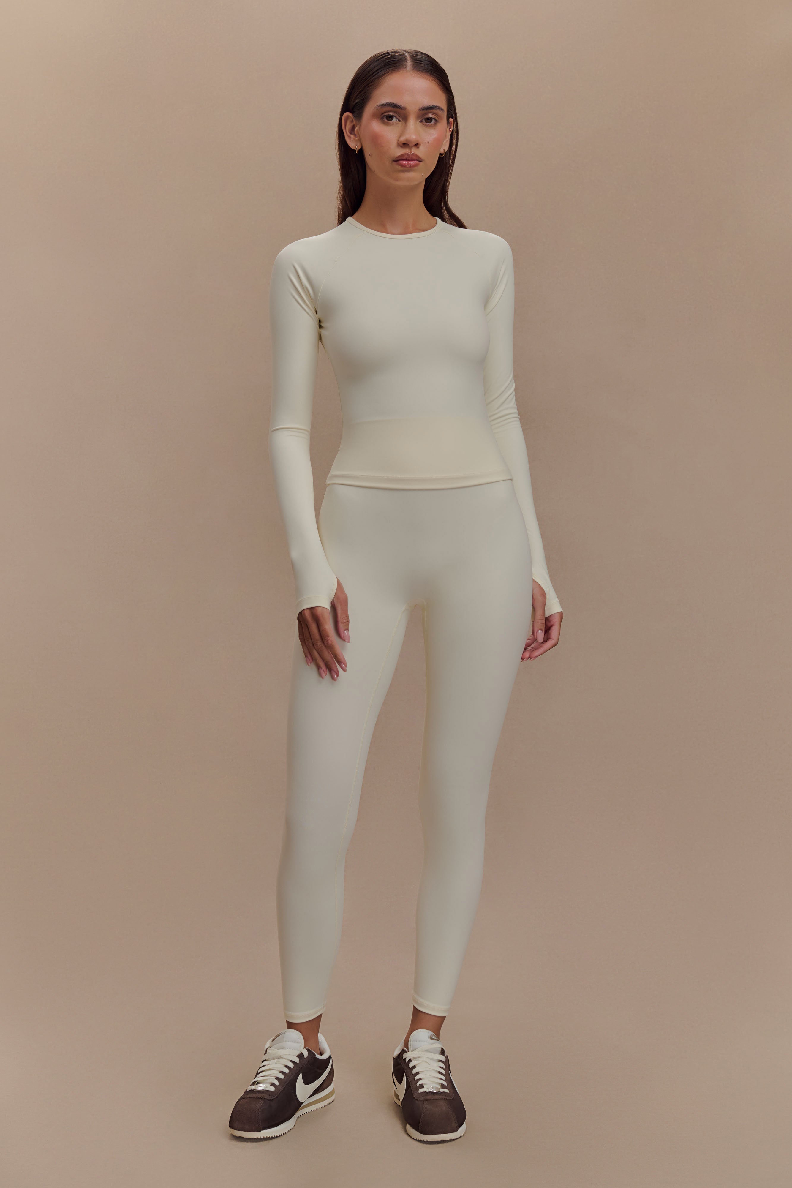 Eliana Long Sleeve Active Top - Ivory、mySite、solidvoid
