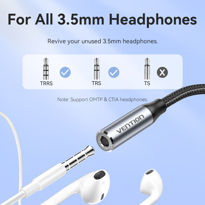 Vention USB-C Male to 3.5MM Earphone Jack with DAC Adapter Aluminum Alloy Type、mySite、fannypackpong