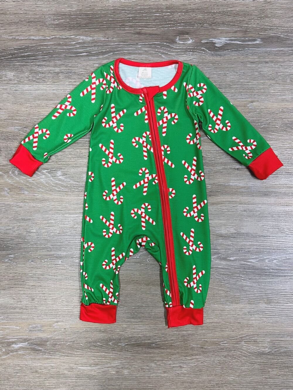 Candy Cane Cutie Green & Red Christmas Baby Romper、mySite、camillekostekn
