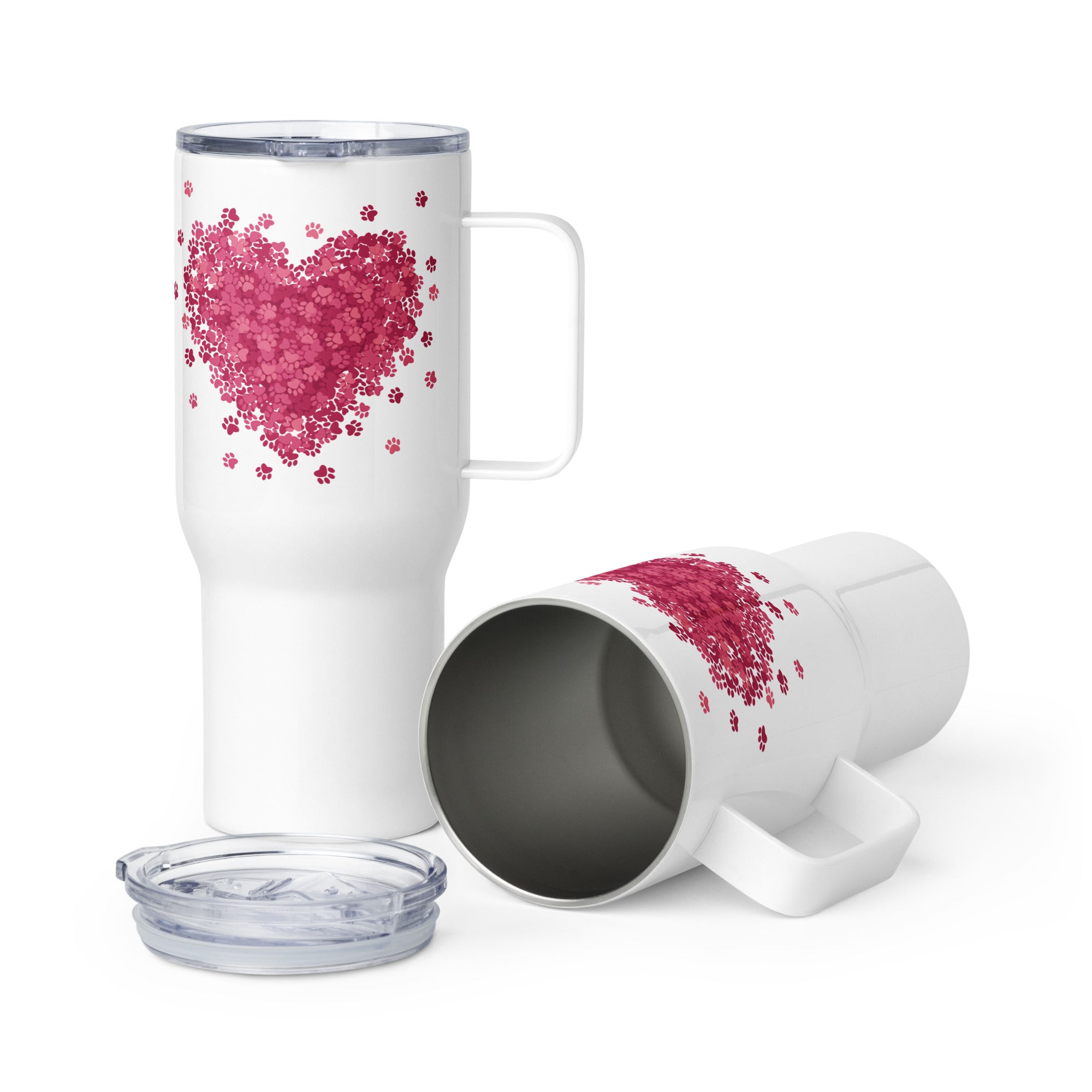 Bursting With Paw Love 25oz Handle Tumbler Travel Mug、mySite、camillekostekn