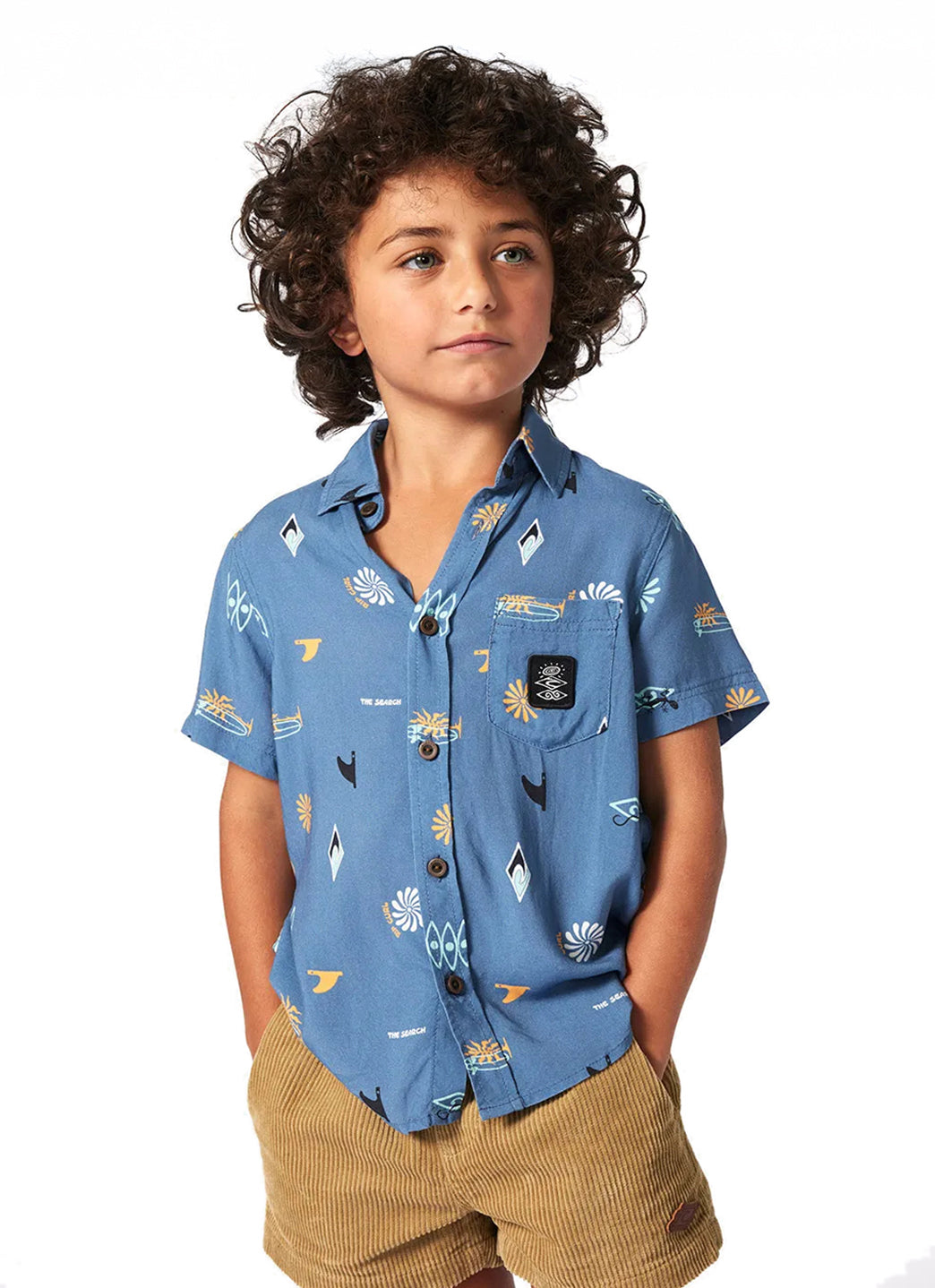 Rip Curl Boy's Grom Energy Short Sleeve Button Down Shirt (Toddler, Little Kid)、mySite、noshort