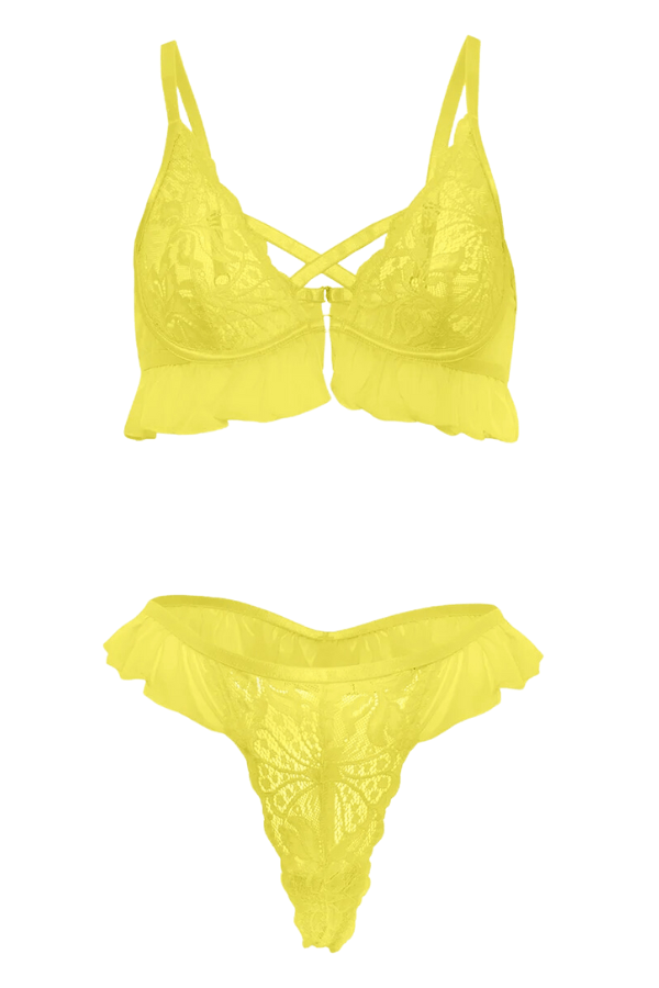 Noelle Lacey Bra Set - Yellow、mySite、bengalsvssteelers