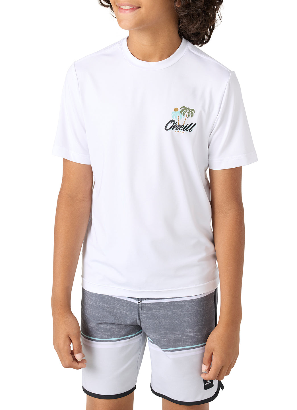 O'Neill Boy's Trvlr UPF 50+ Palms Short Sleeve Rash Guard (Big Kid)、mySite、noshort