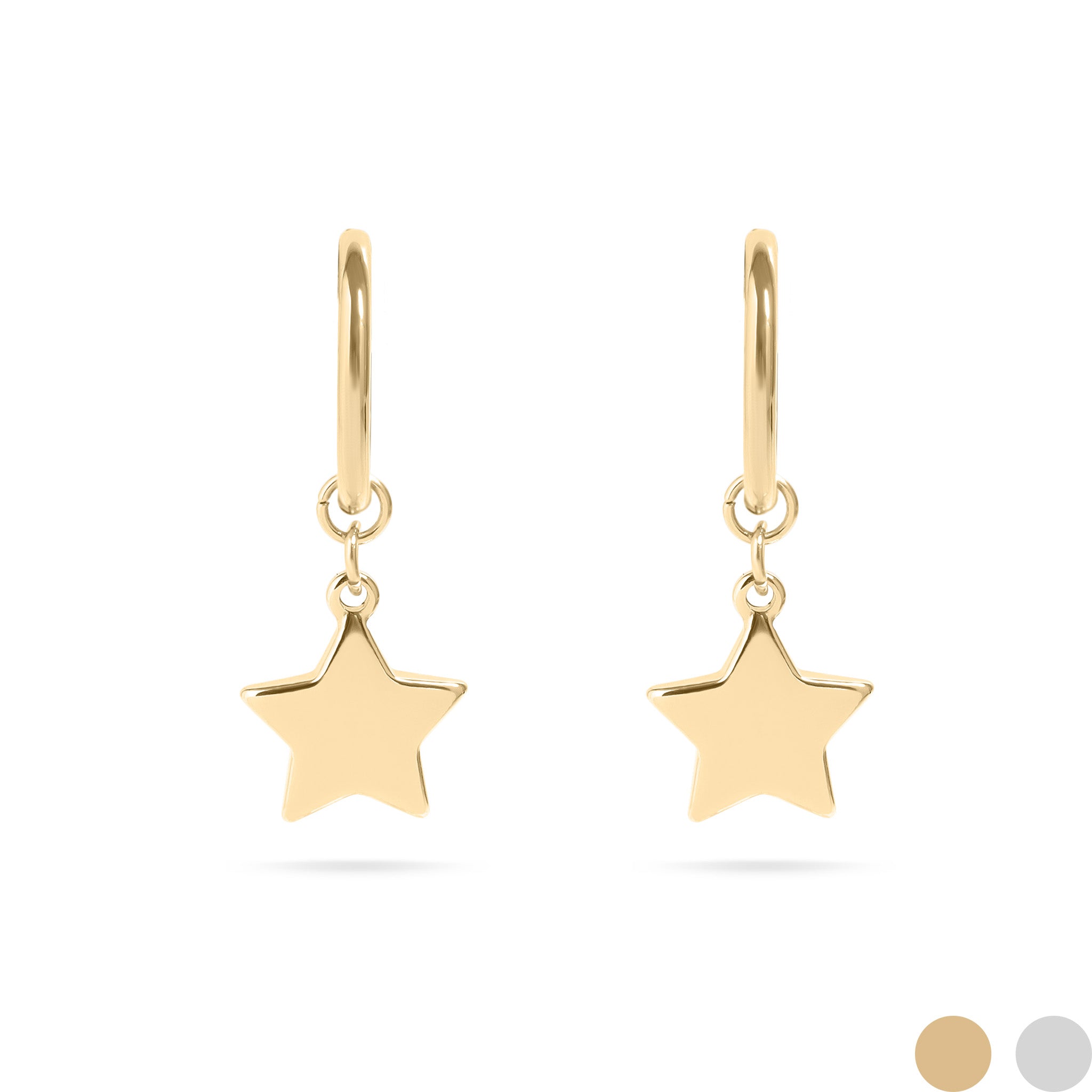 18K Gold PVD Stainless Steel Star Huggie Earrings / ERJ0070、mySite、dreamappss