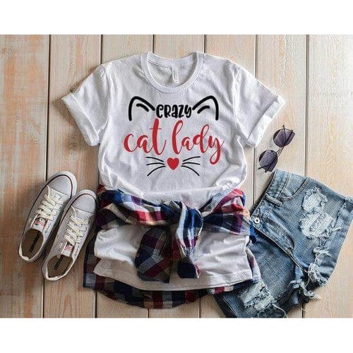 CLOSEOUT Crazy Cat Lady Cat Lover's T Shirt- Wear it Proudly Ladies! *、mySite、g9winljtr