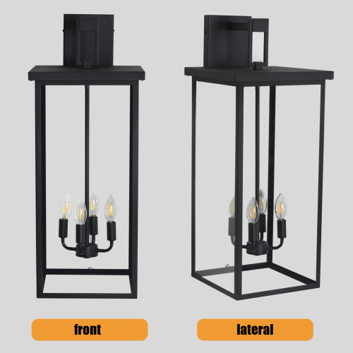 2-Pack 22.0" Outdoor Wall Lantern with Dusk to Dawn Sensor, Matte Black Finish, Clear Glass Panels, Weatherproof Exterior Light for Porch, Patio, Garage, 2-Light Design (Bulb Not Included)、、eastwooduniform