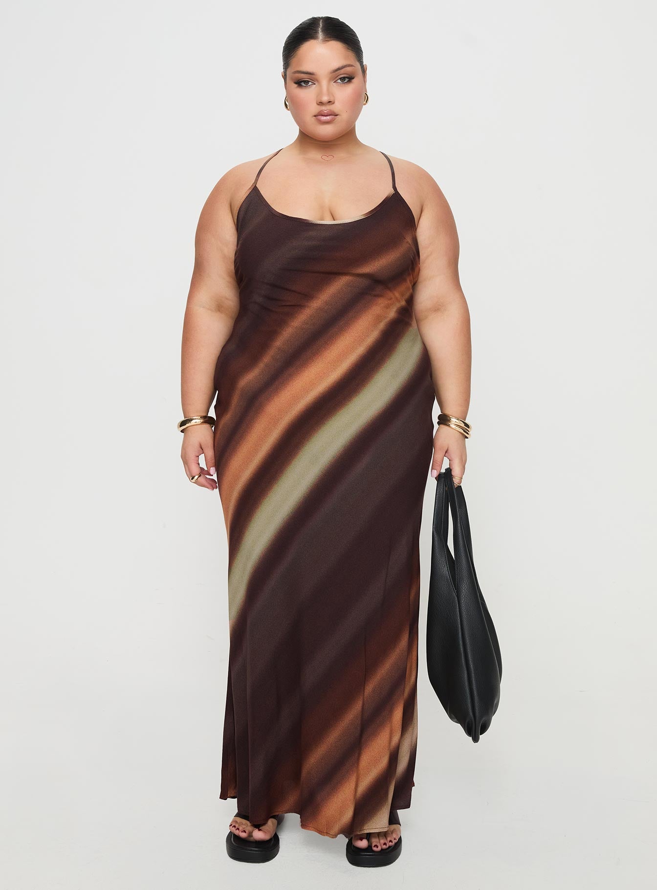 Otillie Maxi Dress Brown Multi Curve、mySite、solidvoid