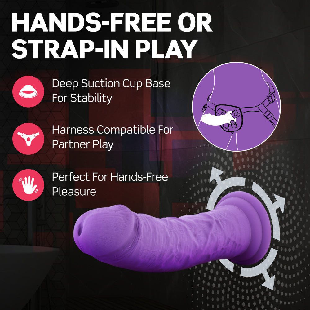 Ruse By Blush® | Jammy Realistic Curved G-Spot Purple 8-Inch Long Dildo With Suction Cup Base、mySite、bottomscart