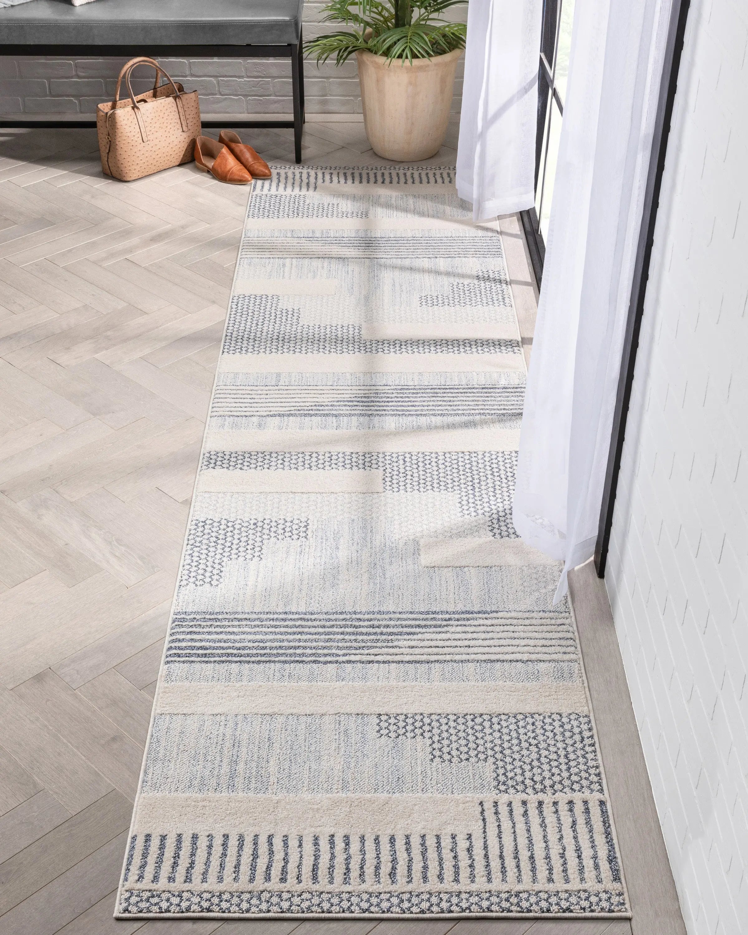 Briar Tribal Geometric Abstract Light Blue Looped Pile Rug、mySite、gigharbornorthrealestate