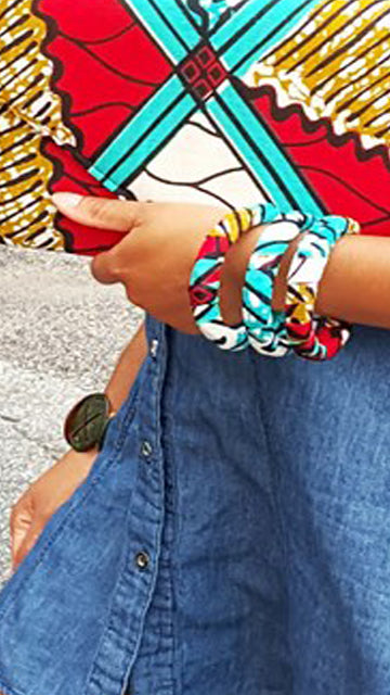 2 Blue Red african Print Bangle-DPJ3551B、mySite、solidvoid