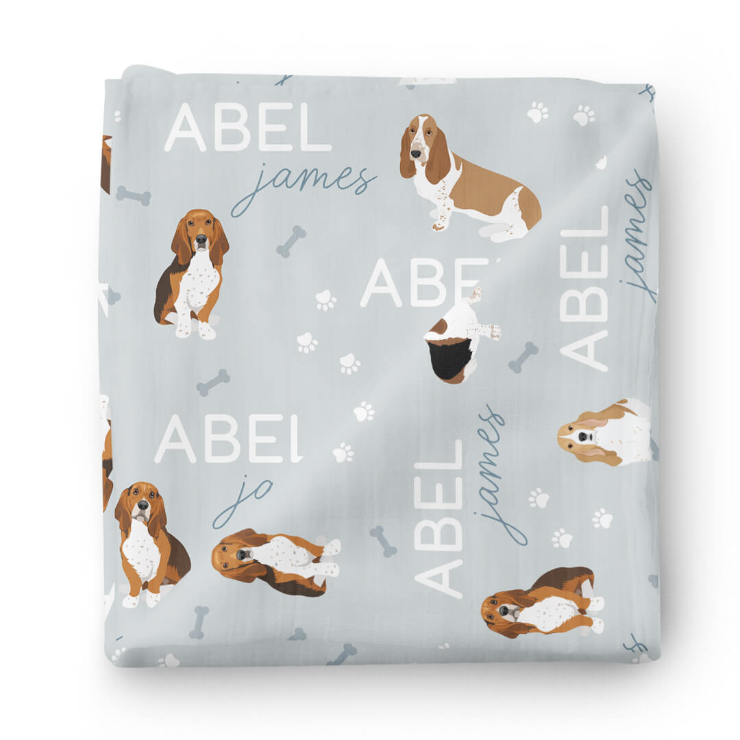  Personalized Baby Name Swaddle Blanket | Basset Hound、mySite、layawaytickets