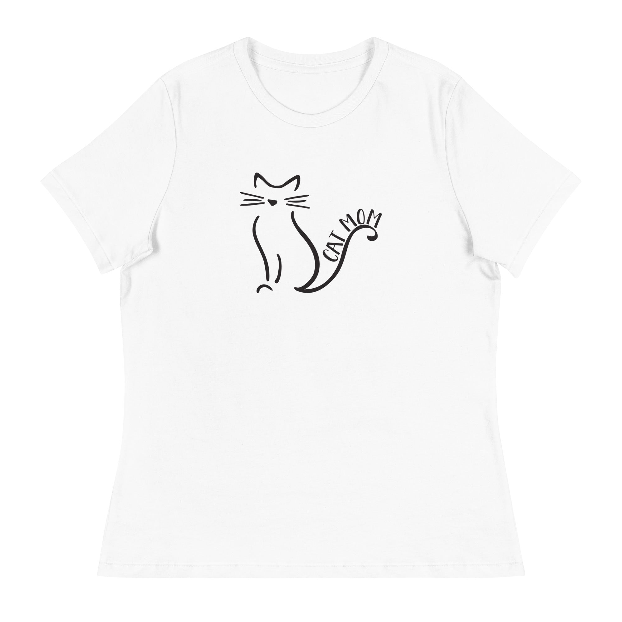 Cat Mom Outlined Women's Relaxed T-Shirt、mySite、camillekostekn