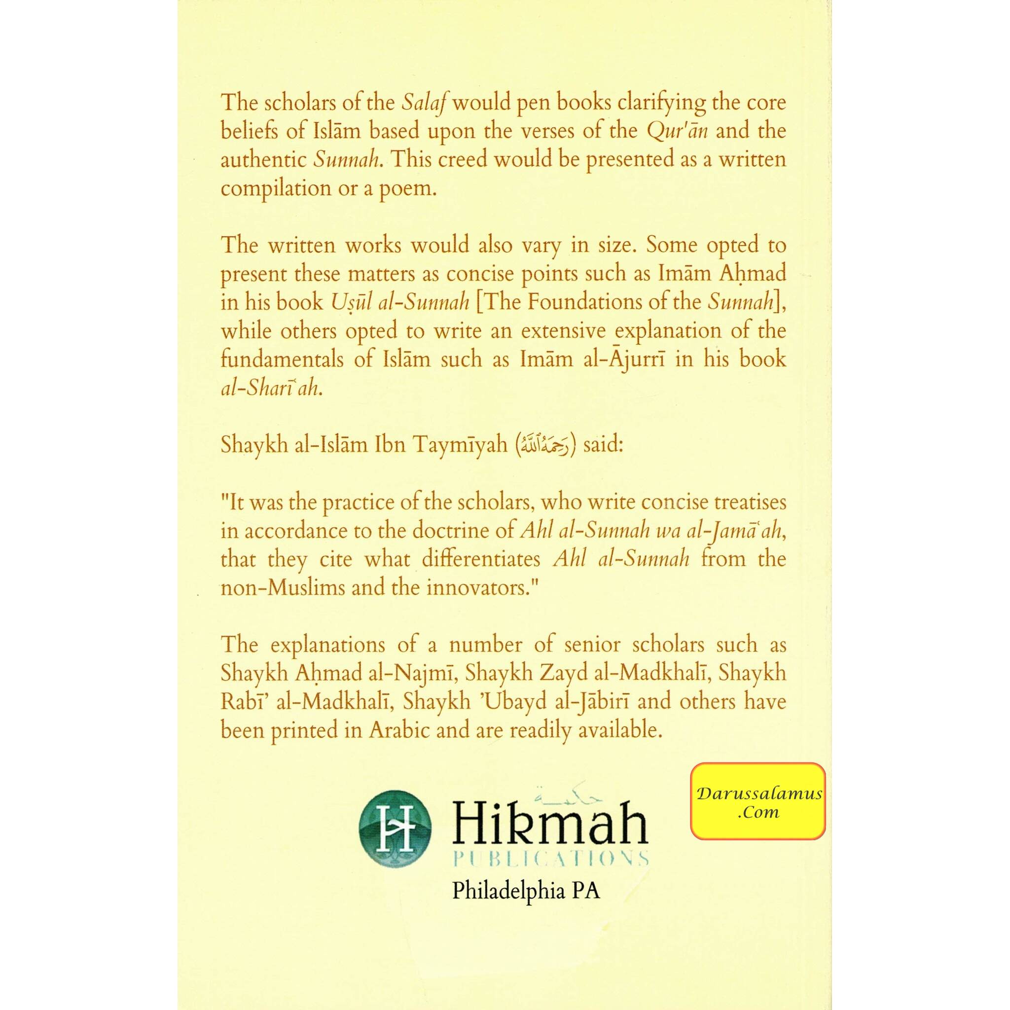 Fundamental Principles of the Sunnah (Workbook) By Imam Ahmad Ibn hanbal、mySite、topwebapps