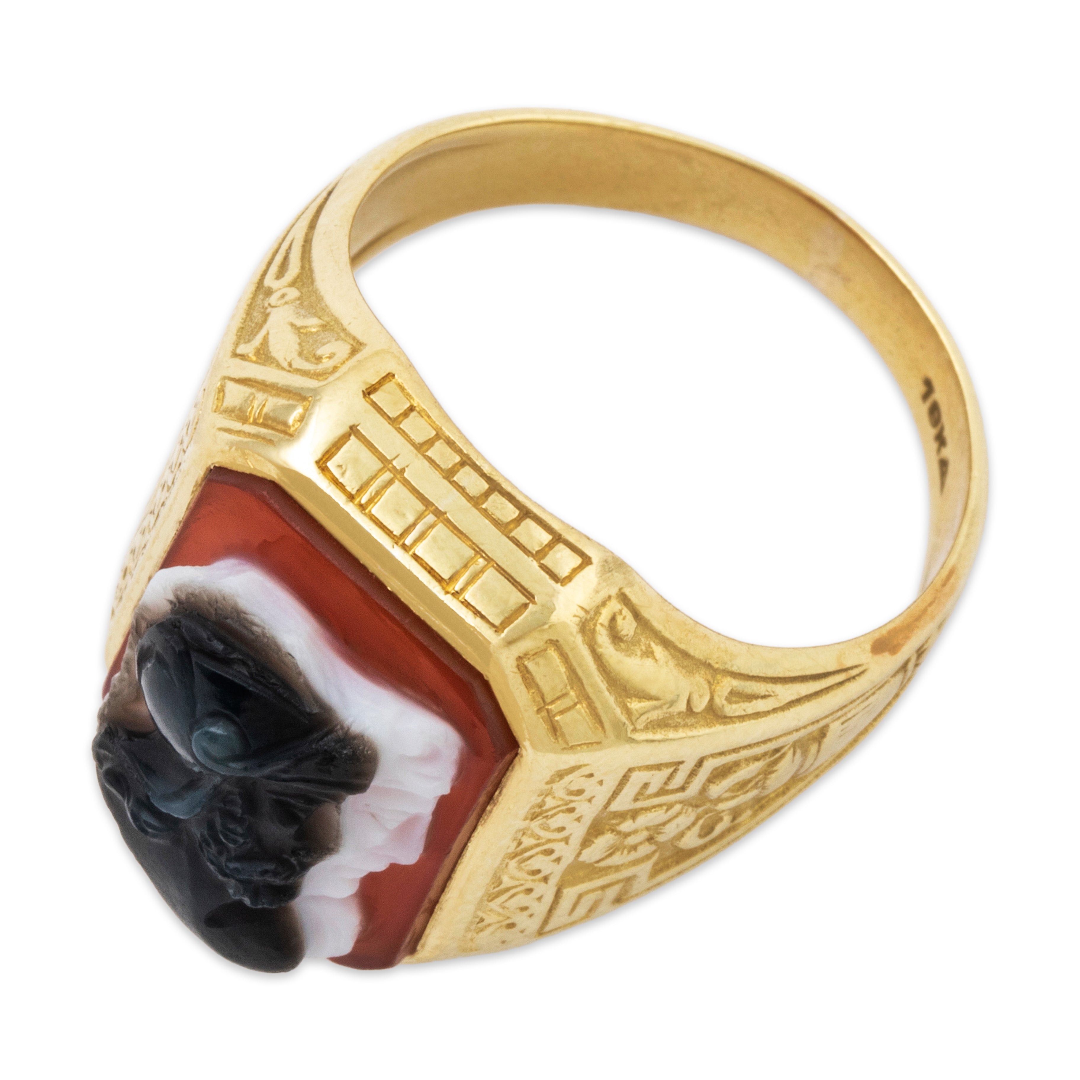 Antique 10k Yellow Gold Hardstone Etruscan Revival Cameo Ring 8.50、mySite、hinf8tx79