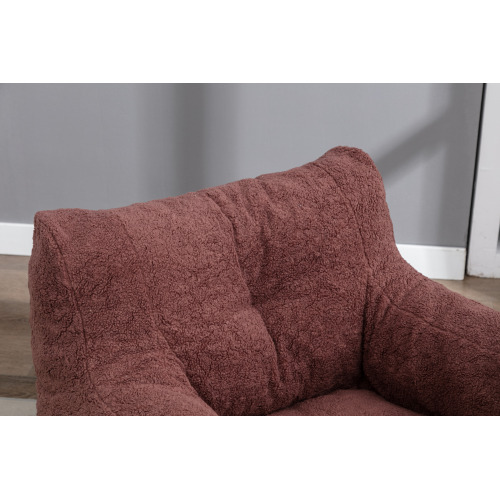 010-Soft Teddy Fabric Tufted Foam Bean Bag Chair With Teddy Fabric Dark Gray、、casual