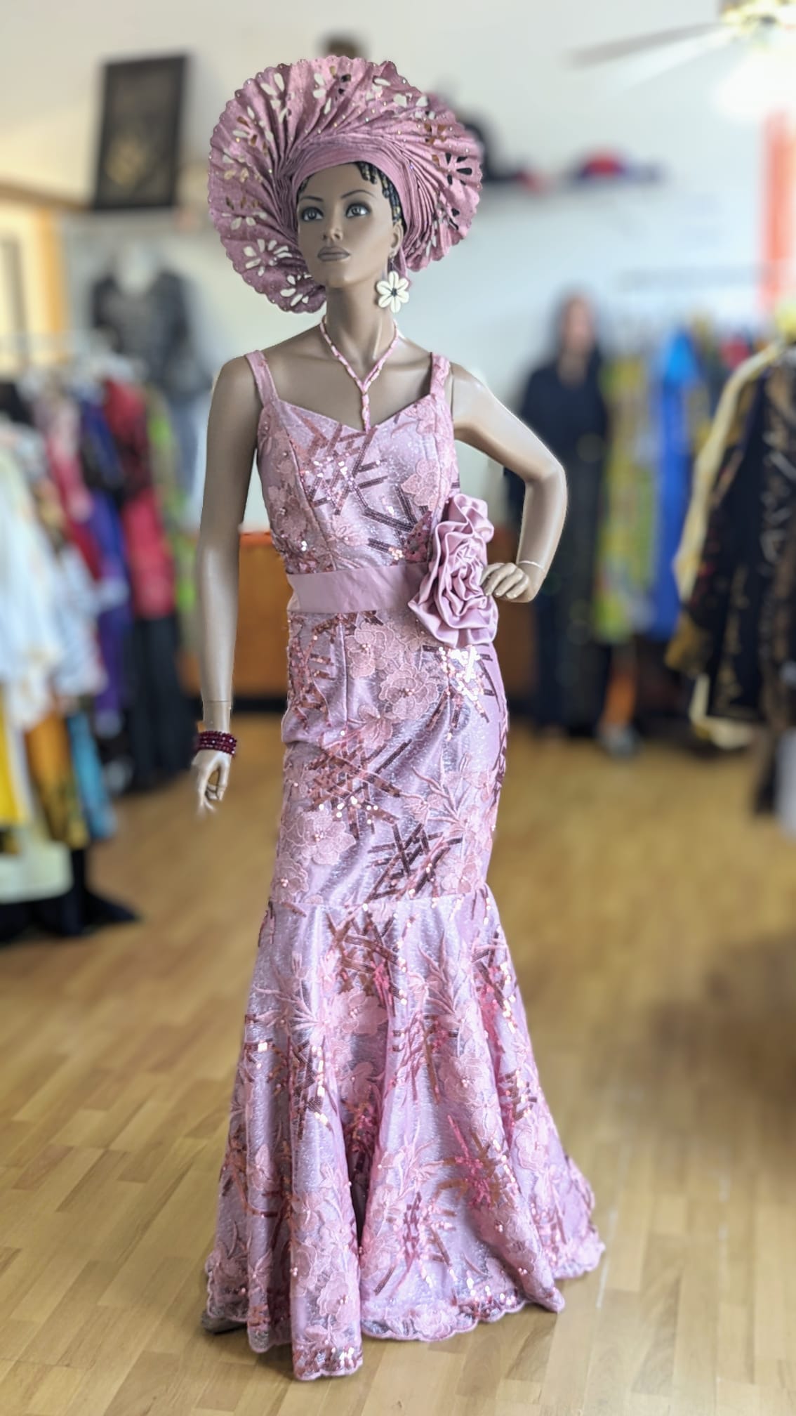 Kuti Light Lilac Muave African Spaghetti Strap Lace Sequins Maxi Bustier Dress-DPXMDSP6、mySite、solidvoid