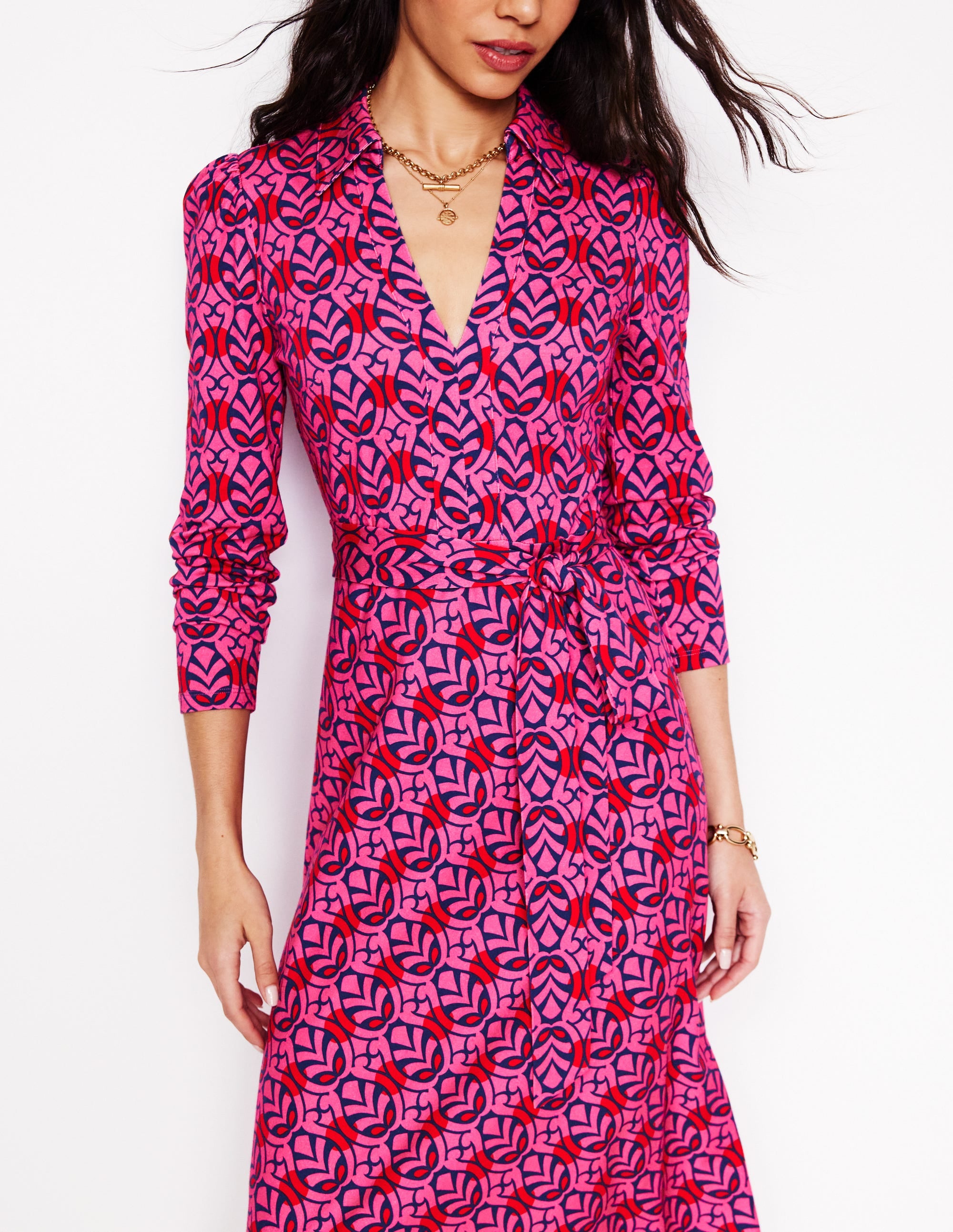  Imogen Collared Jersey Dress-Sorbet Pink, Leaf Terrace、mySite、ashleygrahame