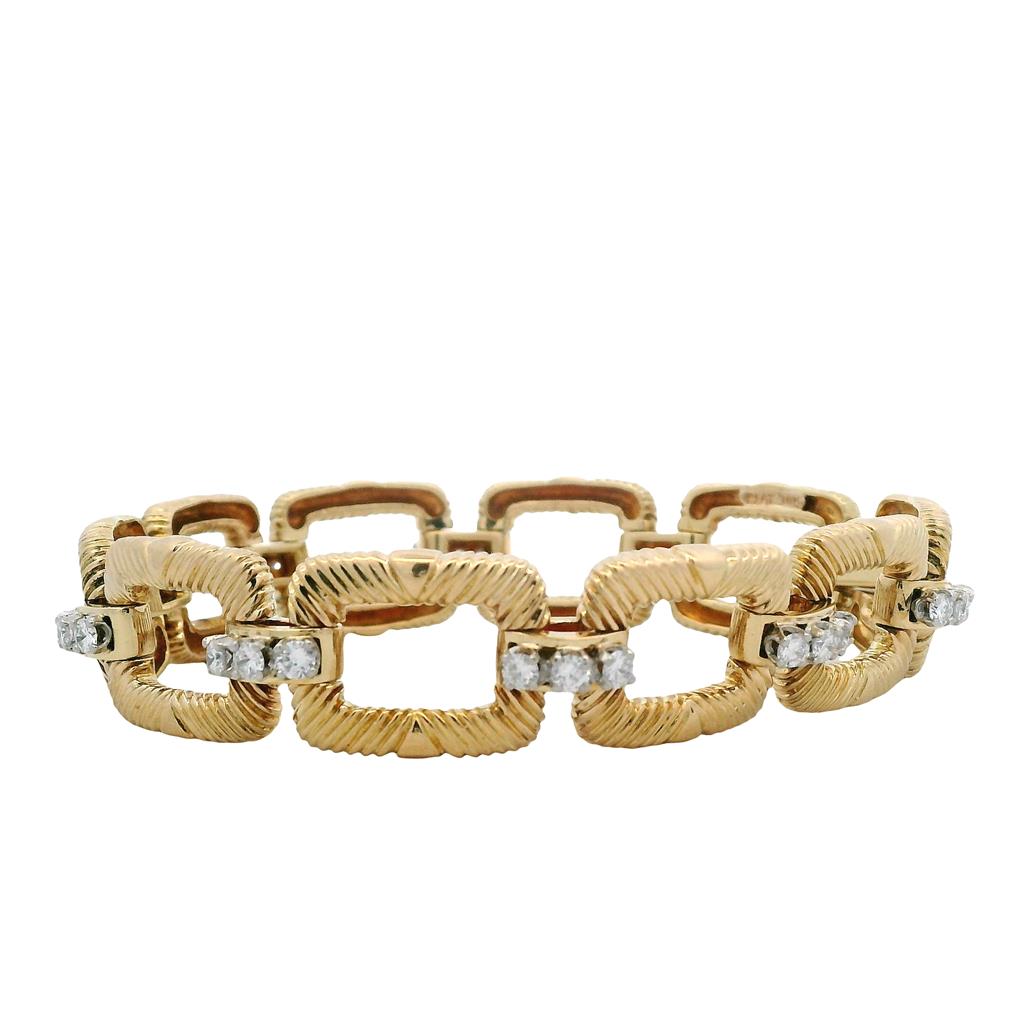 Estate Platinum & 18K Yellow Gold 1ctw Diamond Link Bracelet、mySite、botmansion