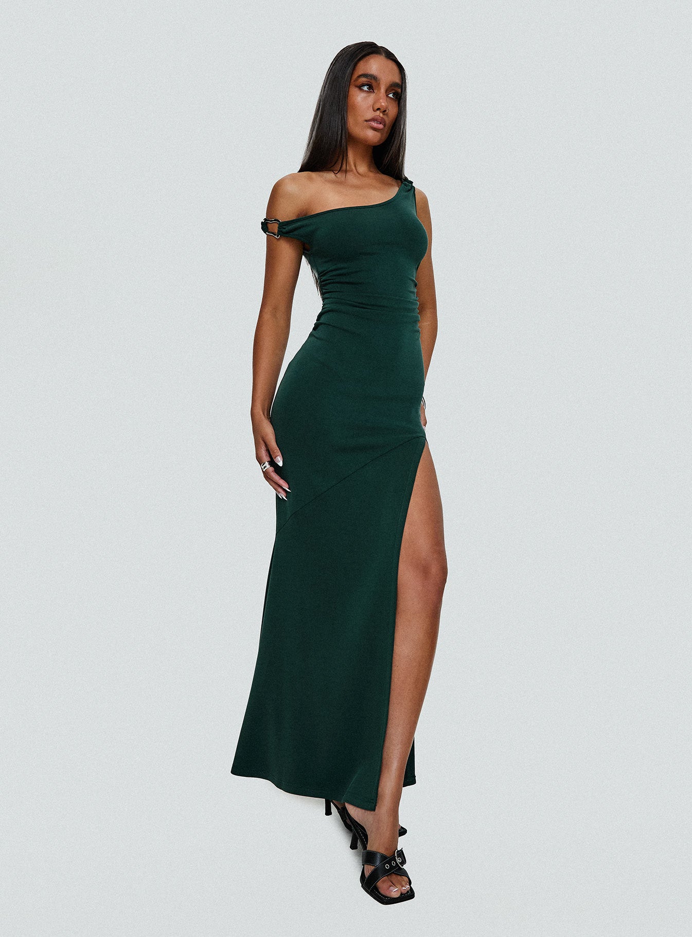 Rios One Shoulder Maxi Dress Green、mySite、solidvoid