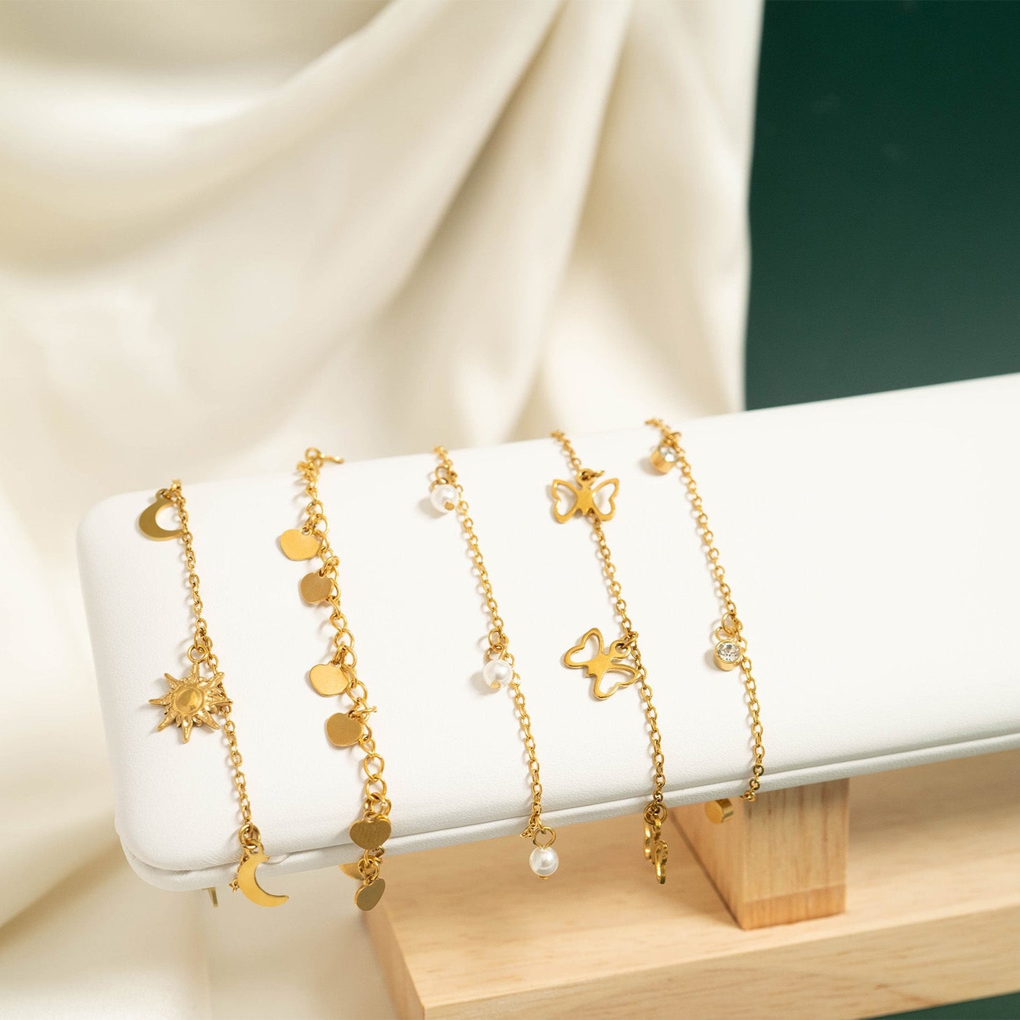 18K Gold PVD Stainless Steel Butterfly Anklet / BRJ1025、mySite、dreamappss