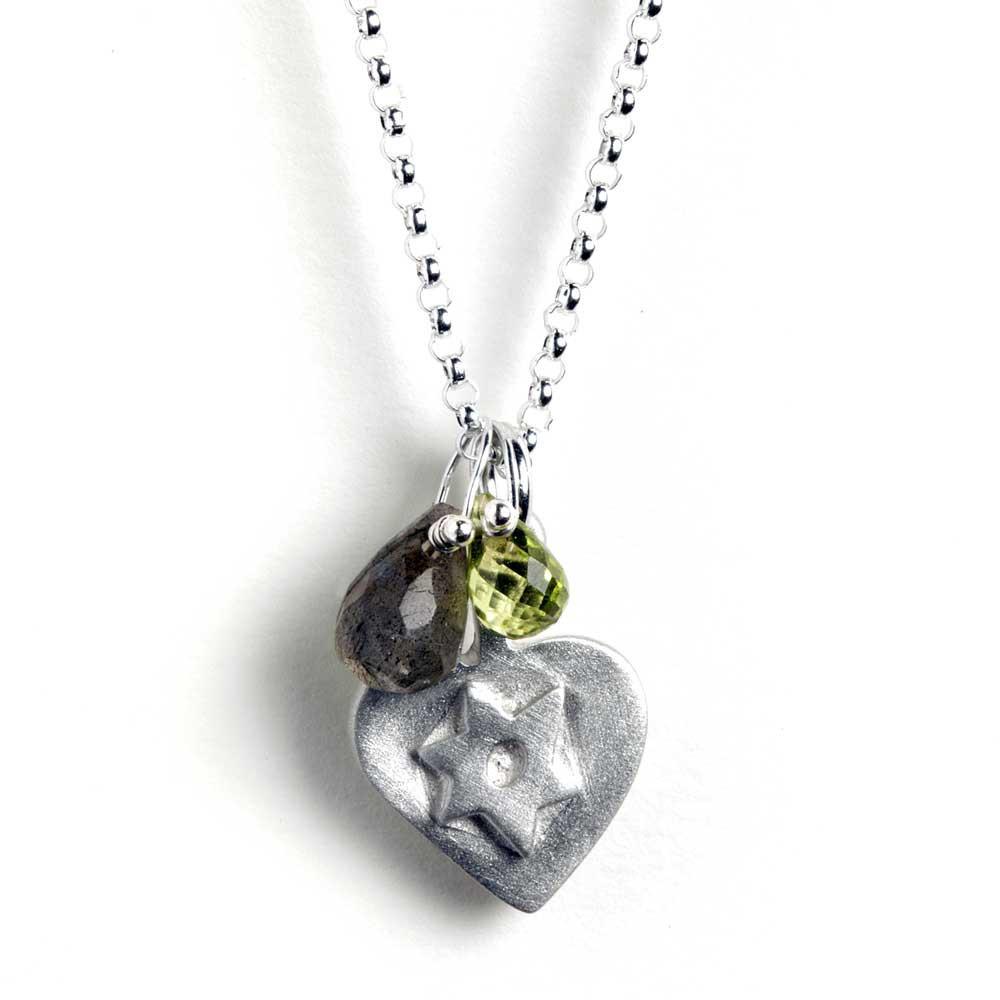 Star of David Heart Sterling Silver Necklace with Gem by Emily Rosenfeld、mySite、topwebapps