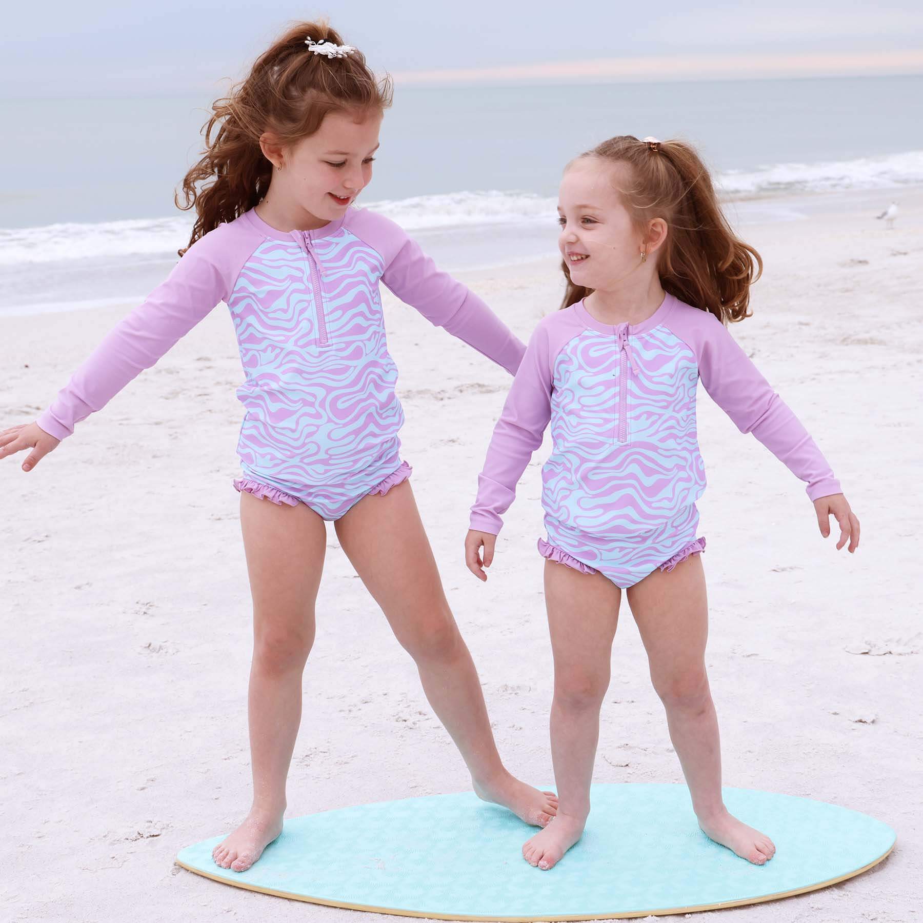  Two-Piece Long Sleeve Rash Guard with Front Zipper | Wavy Days、mySite、layawaytickets