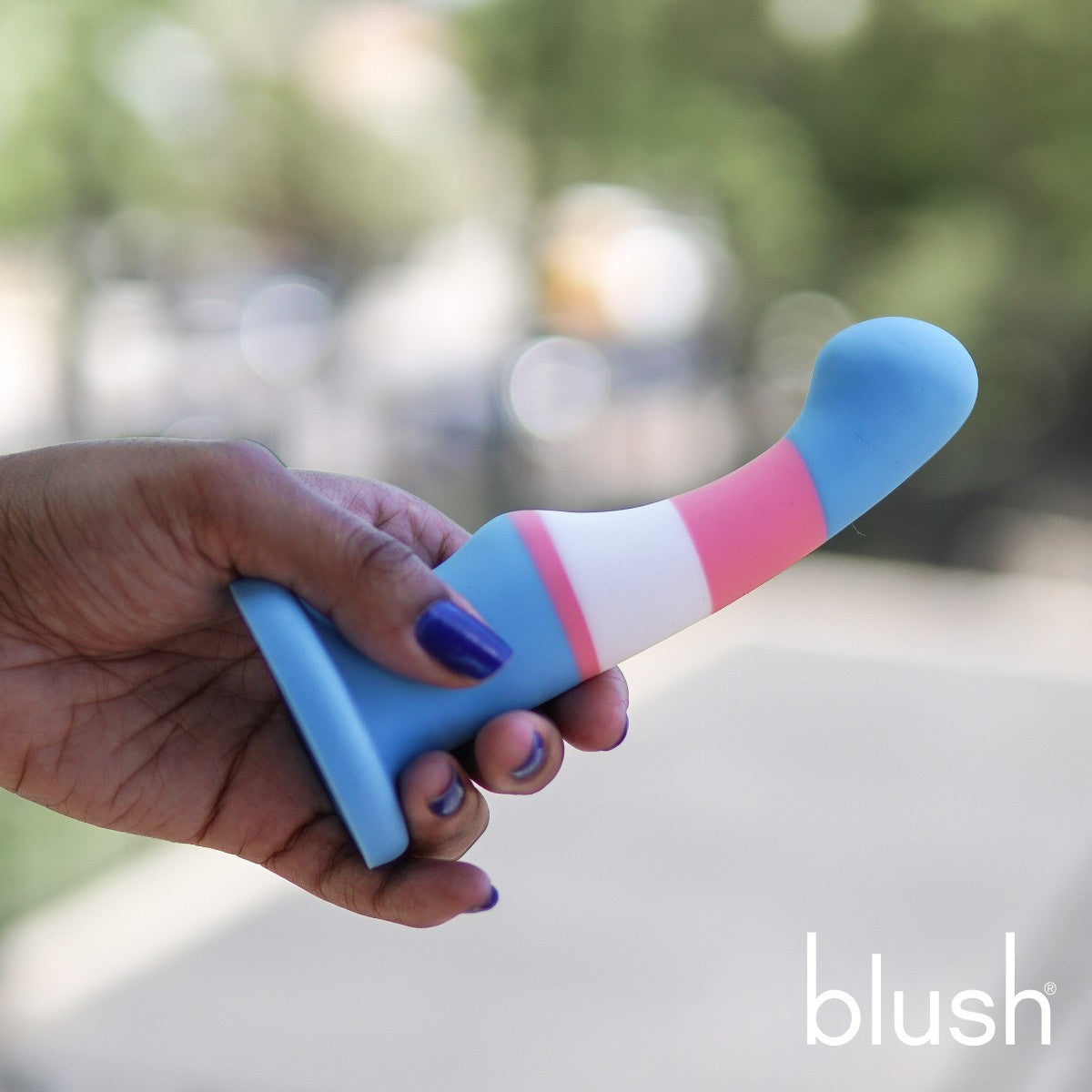 Avant By Blush® | Pride True Blue P2: Artisan 6 Inch Curved P-Spot / G-Spot Dildo with Suction Cup Base - Elegantly Made with Smooth Ultrasilk® Purio™ Silicone、mySite、bottomscart