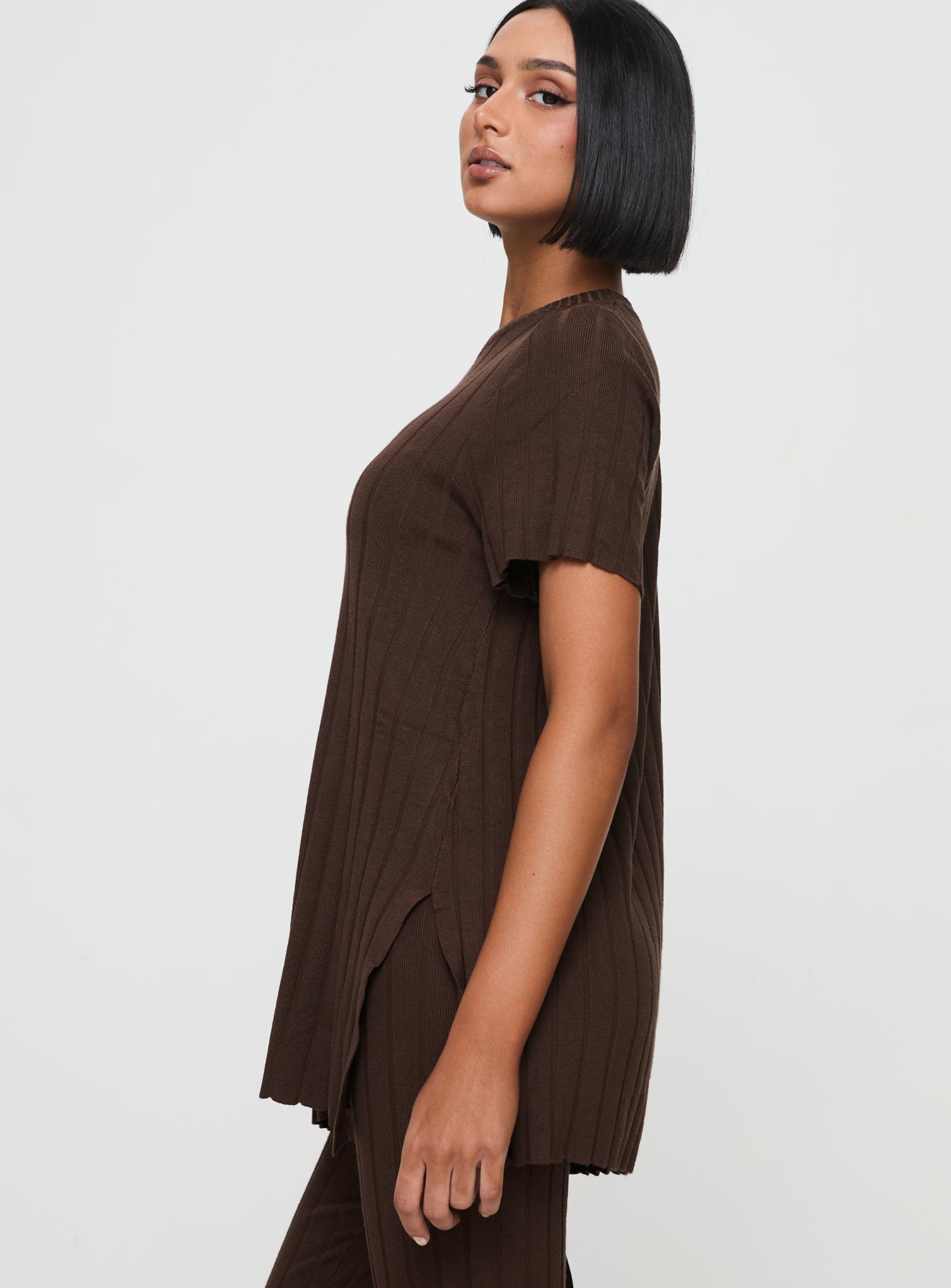 Niah Ribbed Top Chocolate、mySite、solidvoid