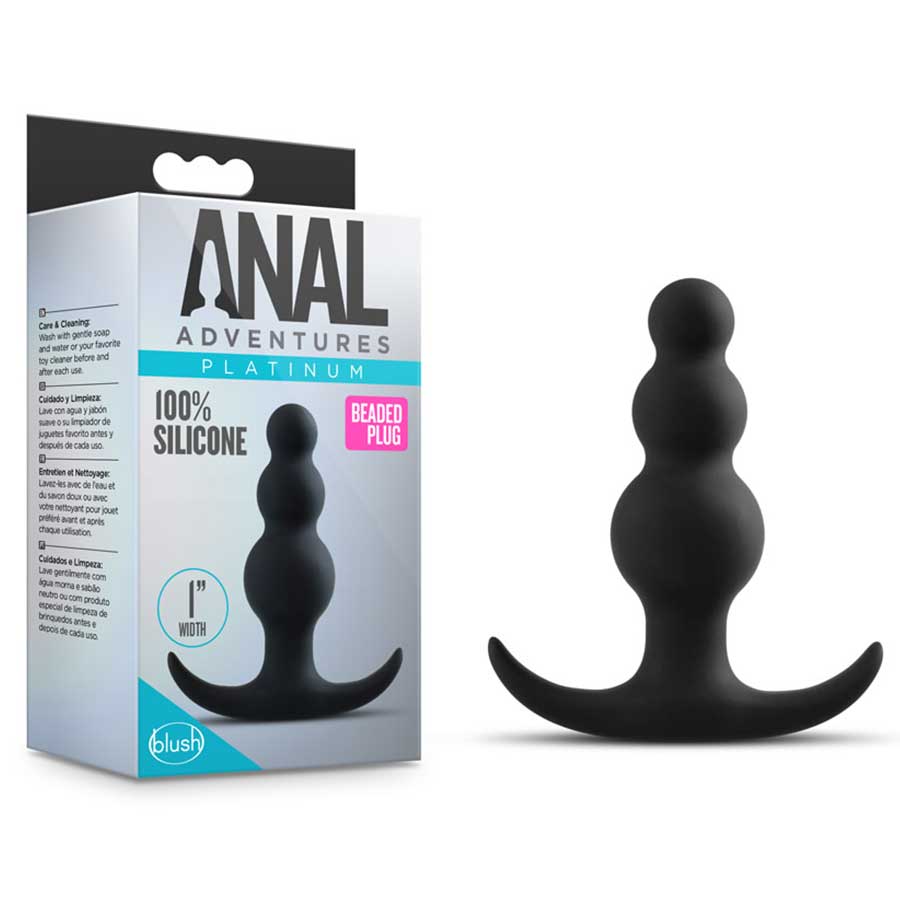 Anal Adventures Platinum Beaded Butt Plug Black by Blush Novelties、mySite、bottomscart