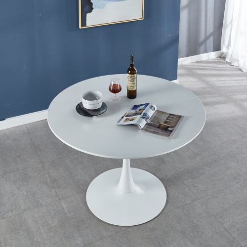 42.1"White Tulip Table Mid-century Dining Table for 4-6 people With Round Mdf Table Top, Pedestal Dining Table, End Table Leisure Coffee Table、、casual