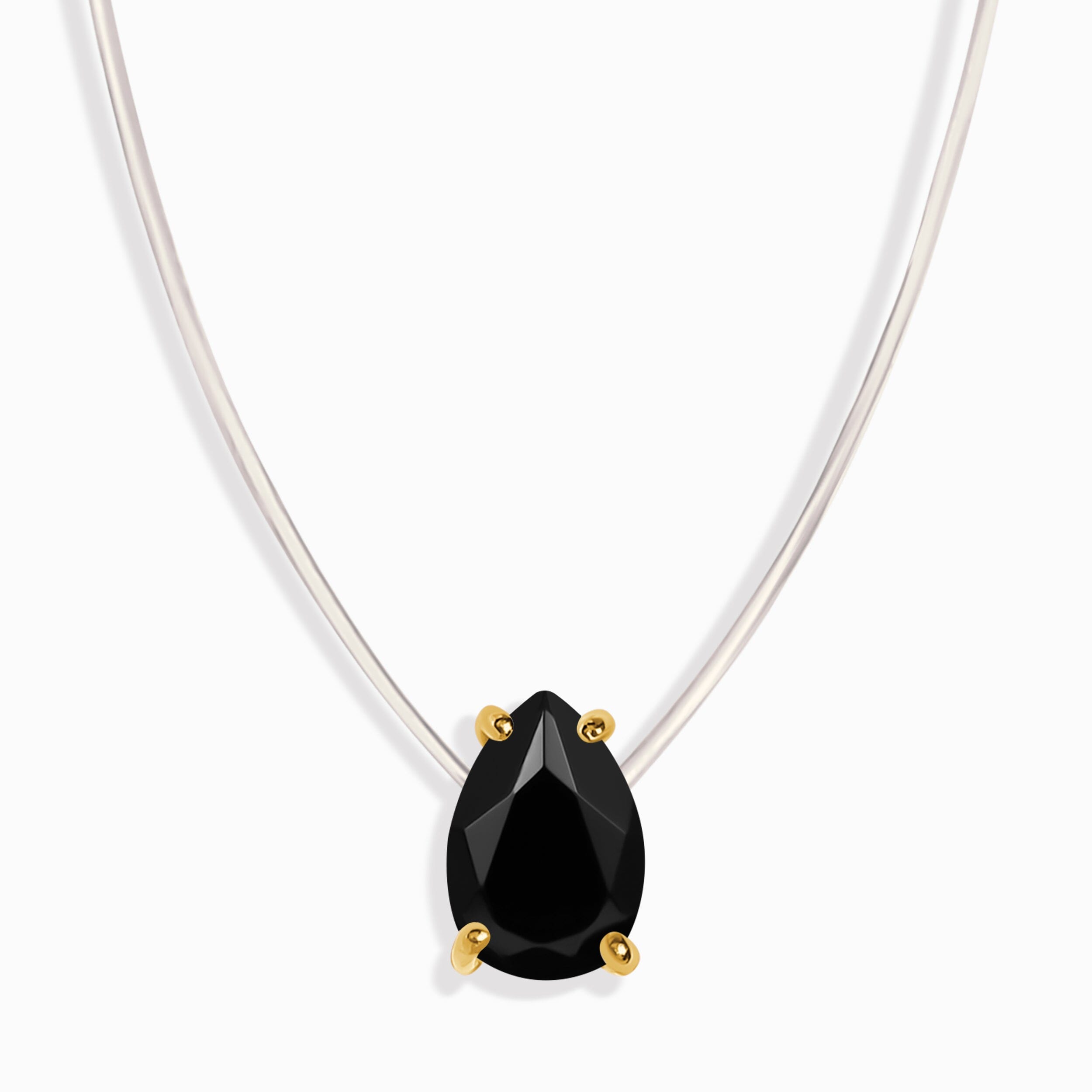 Black Onyx Necklace Floating Sway - December Birthstone Gift、mySite、hinf8tx79