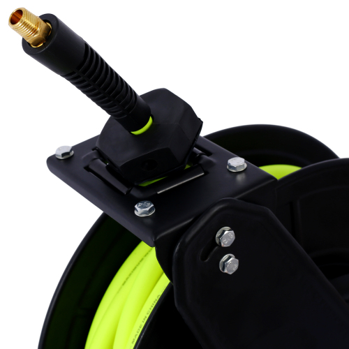 Air Reel Retractable 3/8" Inch x 50' Feet Premium Commercial Flex Hybrid Polymer Hose Max 300 PSI Heavy Duty Steel Frame、、eastwooduniform