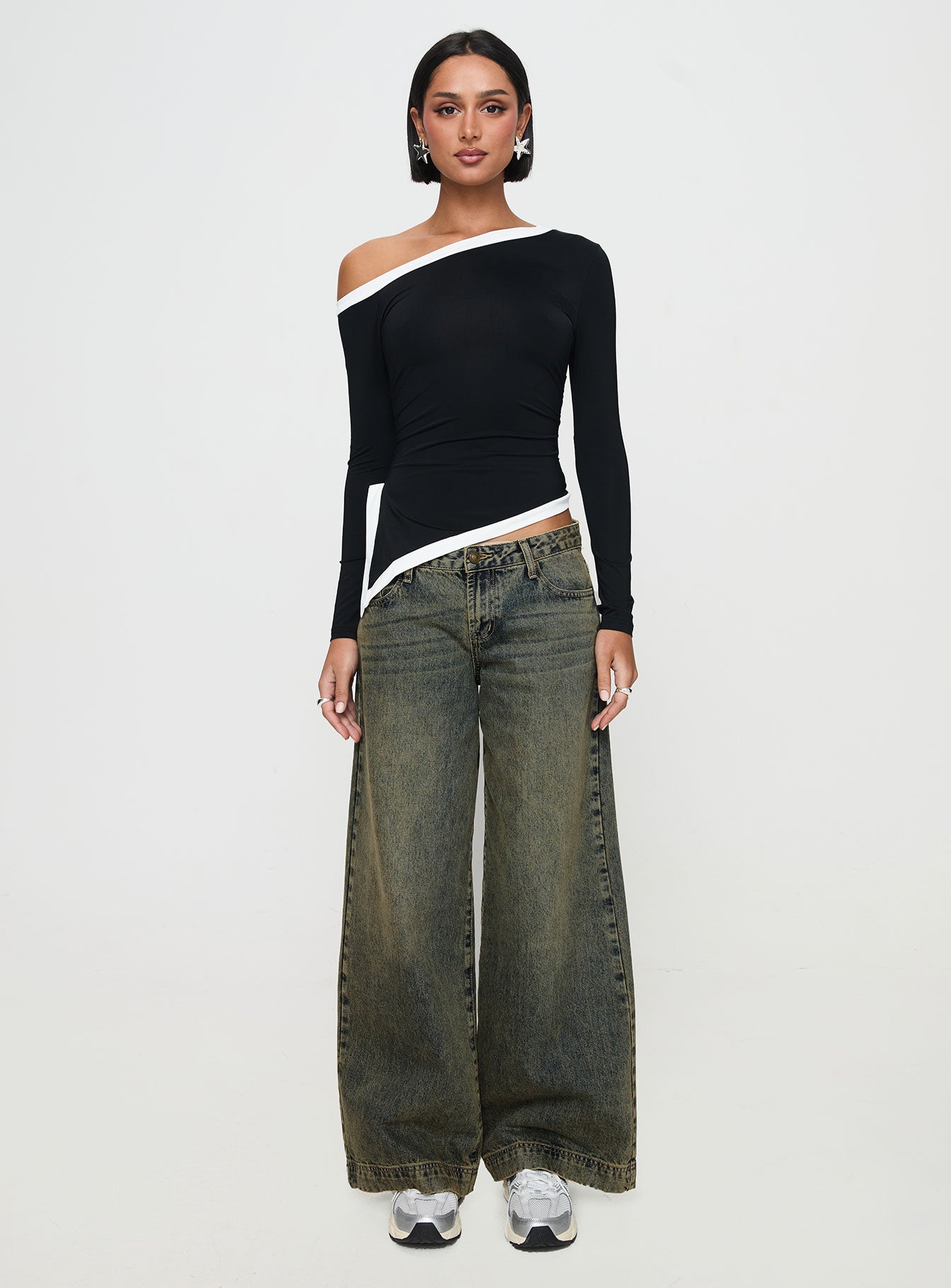 Fake Smile Long Sleeve Top Black、mySite、solidvoid