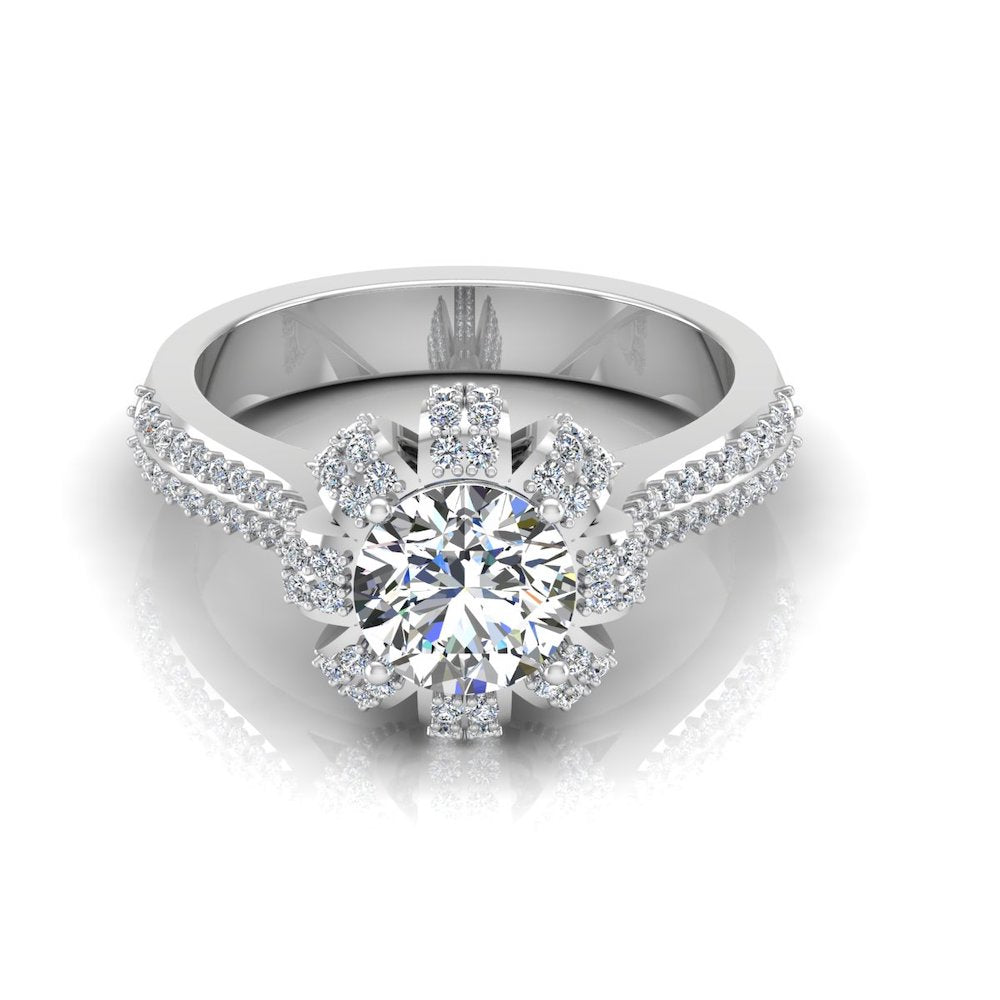 Crown Set Split Shank Moissanite Engagement Ring、mySite、hinf8tx79