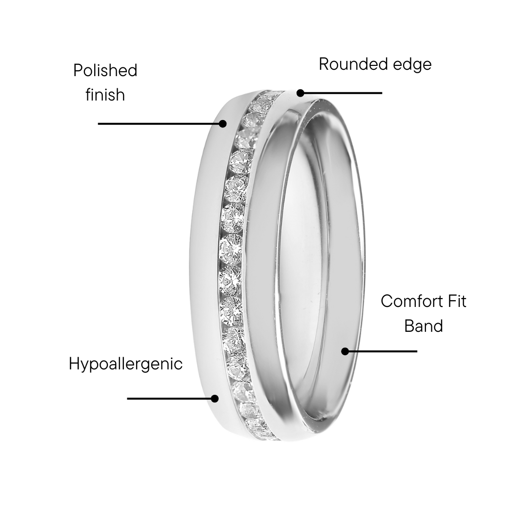 Highly Polished Stainless Steel CZ Center Ring / ZRJ4142、mySite、dreamappss