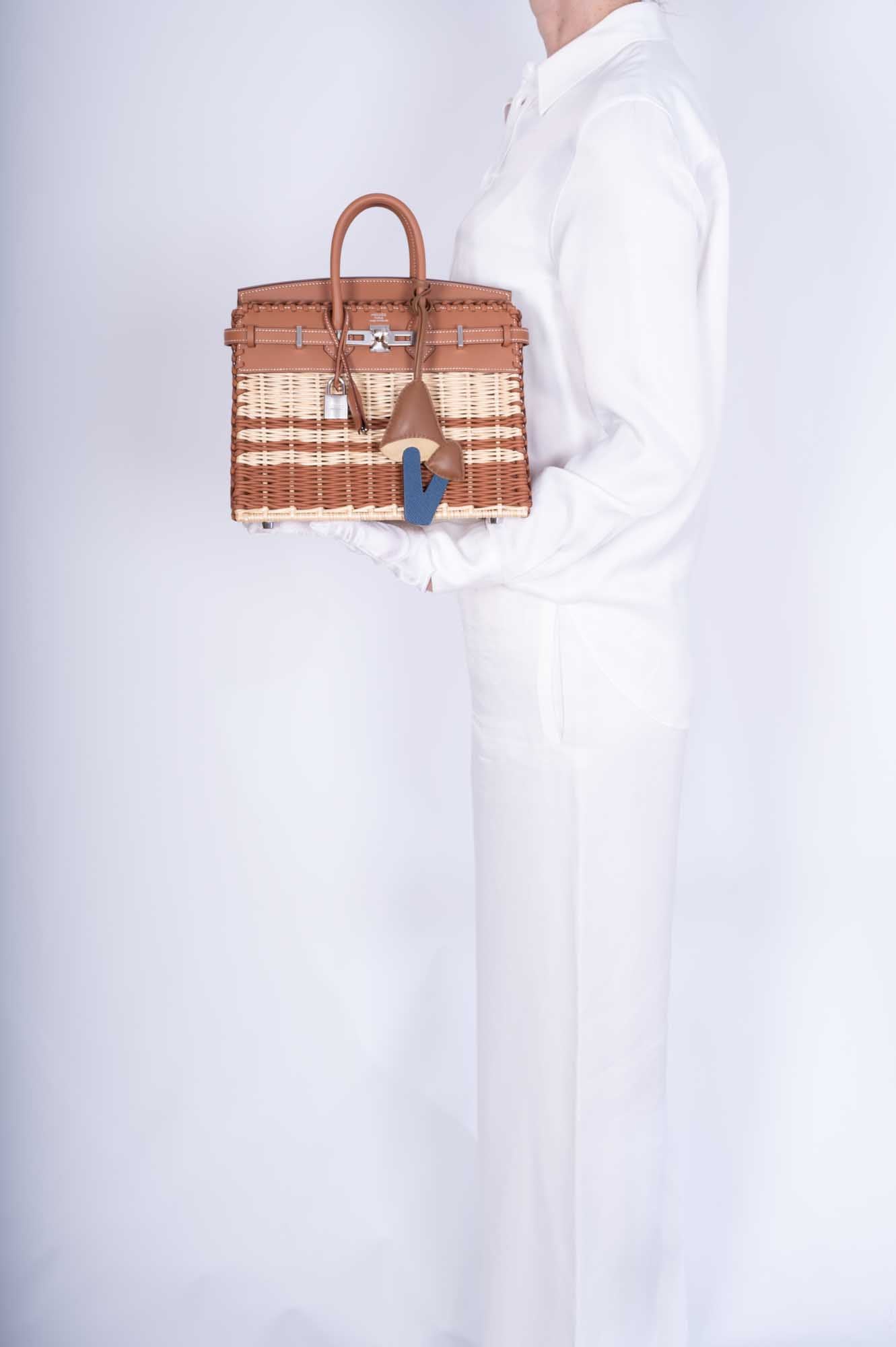 Hermès Picnic Birkin 25 Gold Swift and Stripe Osier Wicker Palladium Hardware、mySite、garminoutage.com