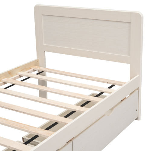 Modern Design Twin Size Platform Bed Frame with 2 Drawers for Walnut Color、、xpatfood